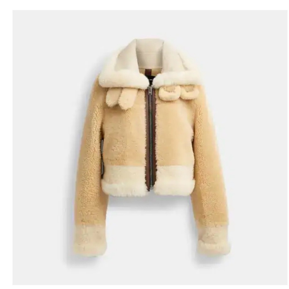 COACH All Over Shearling Shrunken Aviator Jacket
